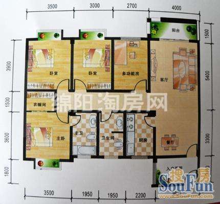 华兴名城 C 4室2厅2卫1厨135.26㎡户型图