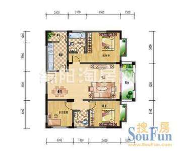 华兴名城 户型图2 3室2厅2卫1厨108.15㎡