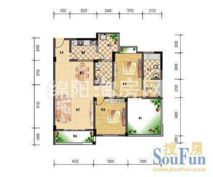 华兴名城 户型图3 2室2厅2卫1厨114.32㎡户型图