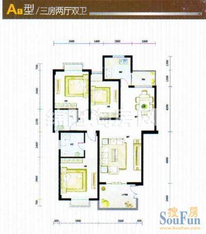 新泰城 户型A1 3室2厅2卫1厨129.56㎡.jpg户型图