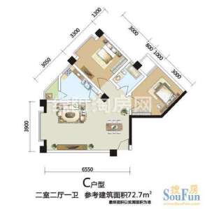 芙蓉金座 C户型 2室2厅1卫1厨72.70㎡.jpg