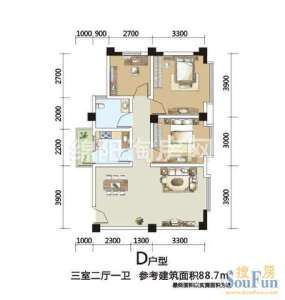 芙蓉金座 D户型 3室2厅1卫1厨88.70㎡.jpg