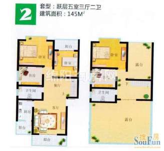 高新假日 高新假日户型跃层2 5室3厅2卫1厨145㎡.jpg