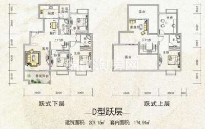 九洲家园 户型图D跃层 5室3厅3卫1厨207.15㎡.jpg