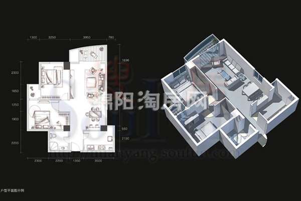 2室2厅1卫    88㎡户型图