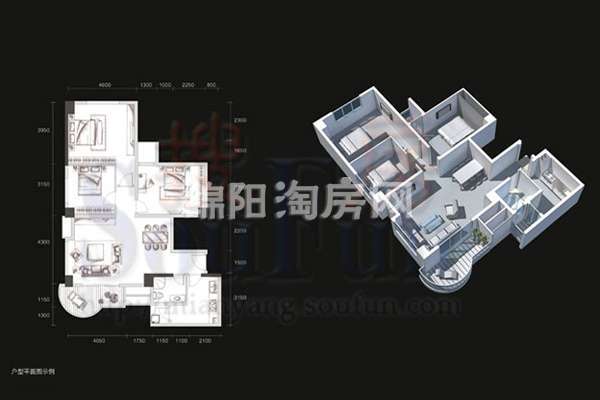 3室2厅1卫    110㎡户型图