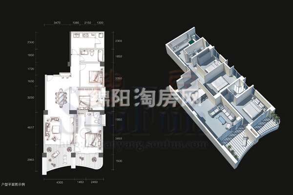 3室2厅2卫    143㎡户型图