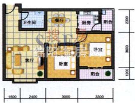 鹏发翡翠园 户型图 2室2厅1卫1厨79.64㎡z.jpg户型图