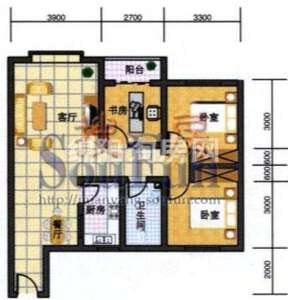 鹏发翡翠园 户型图 3室2厅1卫1厨90.37㎡c.jpg
