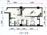 福星都市时尚 C户型 1室2厅1卫1厨66㎡.jpg