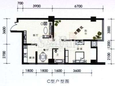 福星都市时尚 C户型 1室2厅1卫1厨66㎡.jpg