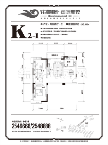 布鲁斯国际新城 户型55-1 2室2厅1卫1厨90.94㎡.png