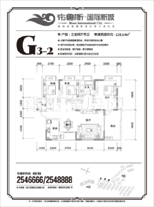 布鲁斯国际新城 户型77-1 3室2厅2卫1厨128.14㎡.png