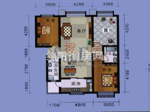 依山丽景 户型图 2室2厅1卫1厨99㎡.jpg户型图