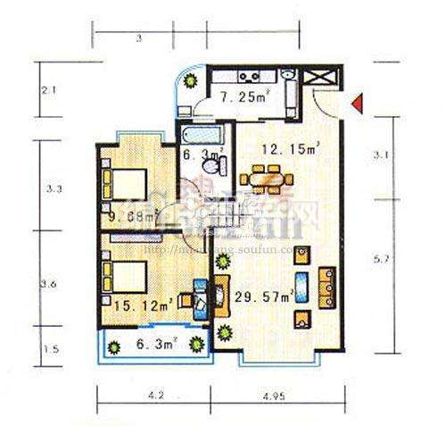 芙蓉华庭三居室 3室2厅1卫1厨103.35㎡.jpg户型图