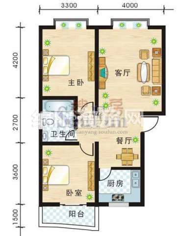 尚高城市花园 户型图 2室2厅1卫1厨80㎡.jpg户型图
