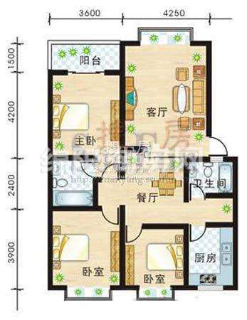 尚高城市花园 户型图 3室2厅1卫1厨113㎡.jpg户型图