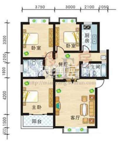 尚高城市花园 户型图 3室2厅2卫1厨188㎡.jpg户型图