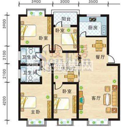 尚高城市花园 户型图 4室3厅2卫1厨142㎡.jpg户型图