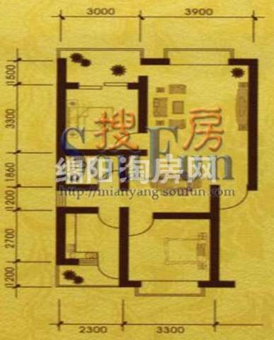 汇川汉城 户型图 2室2厅1卫1厨85.55㎡.jpg户型图