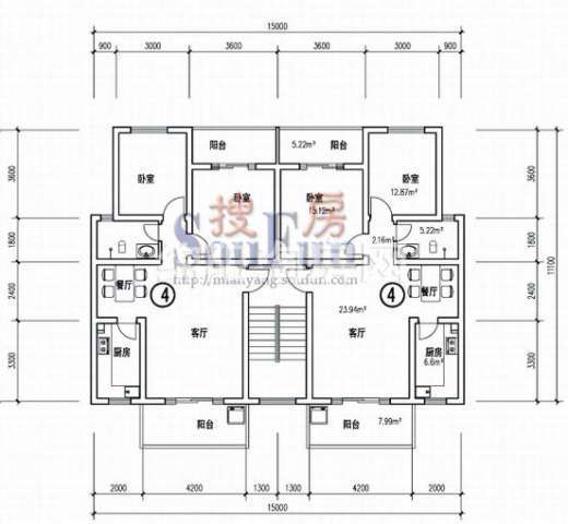 芙蓉依山居 户型图 2室2厅1卫1厨84.56㎡.jpg户型图
