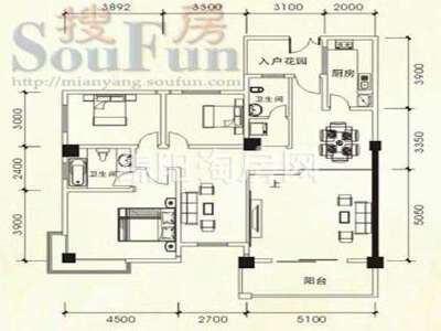 亚川桂园逸景户型图B 3室2厅2卫1厨150.86㎡.jpg