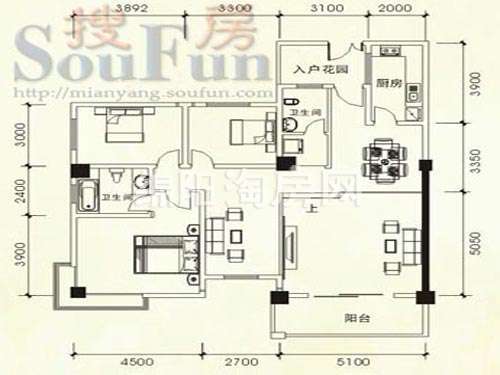 亚川桂园逸景户型图B 3室2厅2卫1厨150.86㎡.jpg户型图