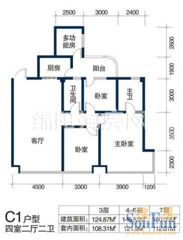 天浩富乐银座 C1 4室2厅2卫124.87㎡.jpg户型图
