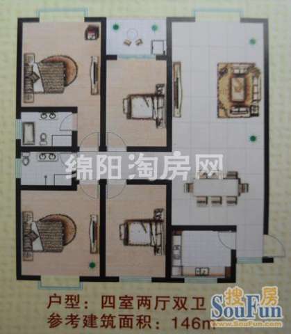 昌德商业城 A 4室2厅2卫146㎡.jpg户型图