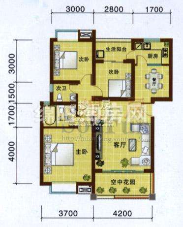 富源名居 C1户型 3室2厅2卫1厨97.50㎡.jpg户型图