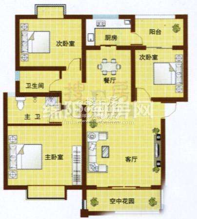 富源名居 G1户型 3室2厅2卫1厨109.44㎡.jpg户型图