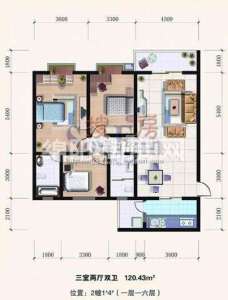凤栖金桂苑 金桂苑 户型图 3室2厅2卫1厨120.43㎡.jpg