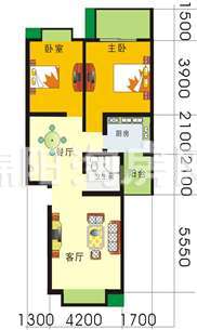 恒馨苑A戶型二室二廳一衛(wèi) 93.4平米戶型圖