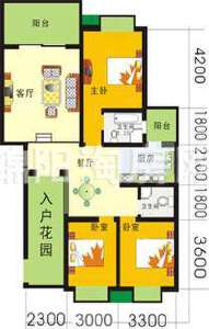 恒馨苑D户型　　三室二厅二卫118.3平米