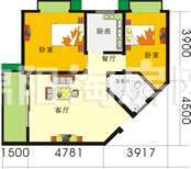 恒馨苑G2户型　　二室二厅一卫79.7平米