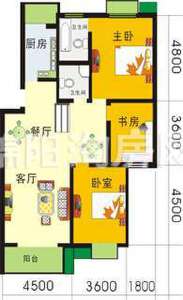 恒馨苑H户型　　三室三厅二卫126.5平米