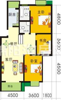 恒馨苑H戶型　　三室三廳二衛(wèi)126.5平米戶型圖
