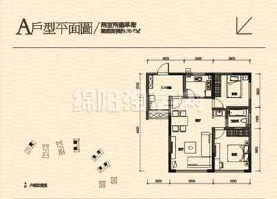 A 2室2厅1卫76.00㎡