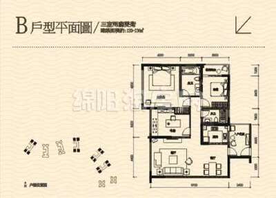 B 3室2厅2卫133.00㎡