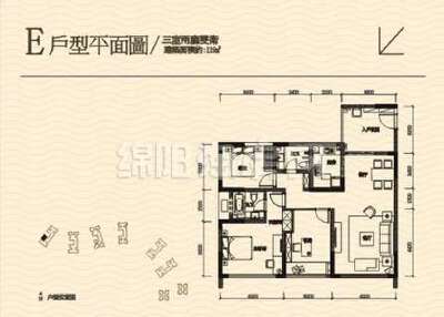 E 3室2厅2卫119.00㎡