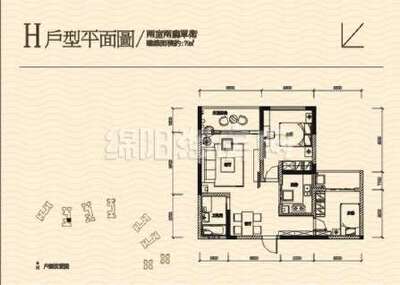 H 2室2厅1卫79.00㎡