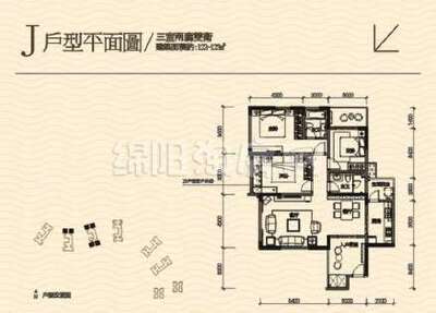 J 3室2厅2卫122.00㎡