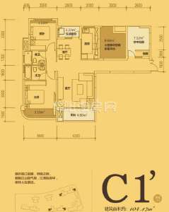 C1’两室两厅双卫  104.17平米