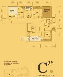 C’’两室两厅双卫  115.58平米