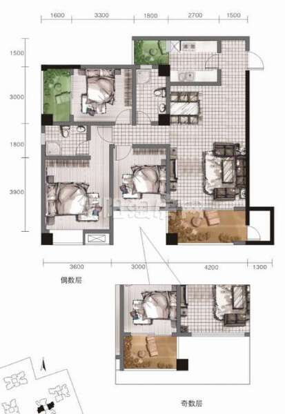 B3  110.45平米户型图