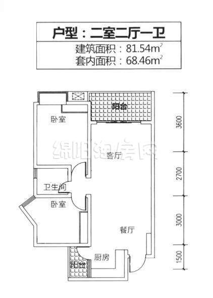 二室二廳一衛(wèi)  81平米戶型圖
