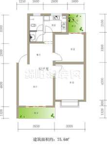  两室两厅一卫  75.6平米