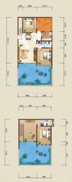 T3跃层四房两厅两卫实得179.39平米户型图