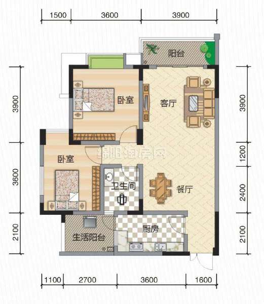 L2 2室2厅1卫 92.76㎡户型图