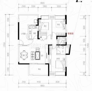 T户型 三室二厅二卫 125平米